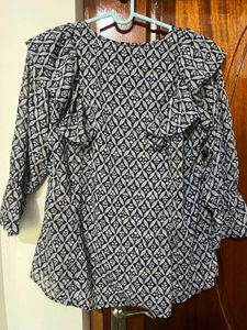 Chic Printed Ruffle Top