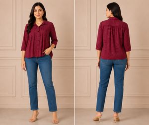 Chic Maroon Printed 3/4 Sleeve Shirt