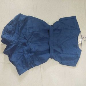 Chic Blue Button-Front Romper with Belt
