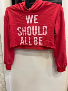 Red Crop Hoodie