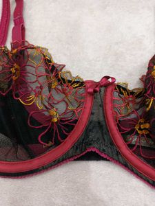 Black Floral Lace Bra 34E