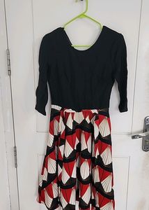 LULU AND SKY BLACK RED STRIPED A LINE DRESS