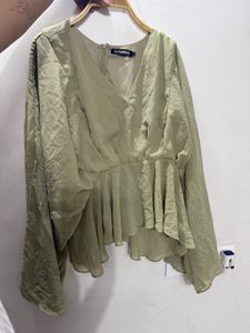 Elegant Green Peplum Blouse