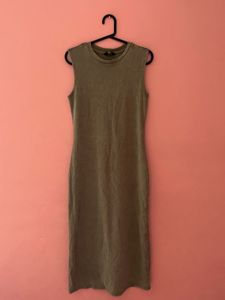 Sleeveless Olive Green Midi Dress
