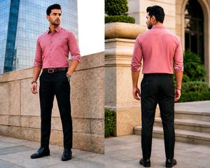 Men's Premium Rose Shirt & Black Trouser Set