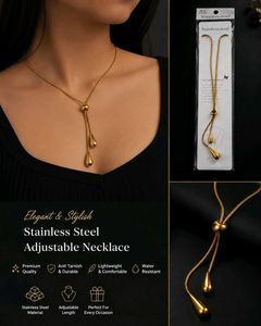 Elegant Gold Tone Stainless Steel Necklace