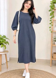 Stylish Blue Puff Sleeve Dress
