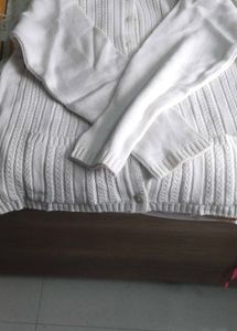 Cream Knit Cardigan with Buttons