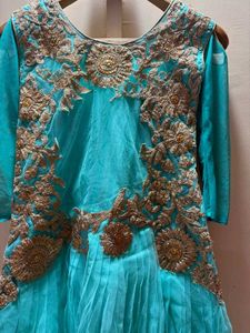 Exquisite Teal &amp; Gold full lenght Gown