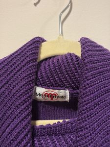 Purple Turtleneck Knit Sweater Dress
