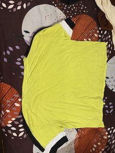 Lime Green T-Shirt with Black and White Cuffs