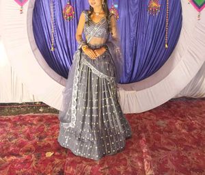 Grey Embellished Lehenga