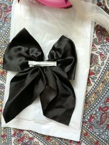 Elegant Black Satin Bow Hair Clip