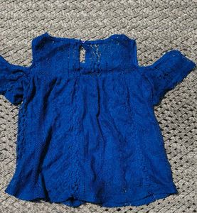 Royal Blue Lace Cold Shoulder Top