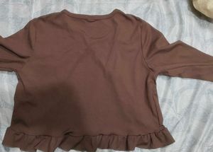 Brown Ruffle Cardigan