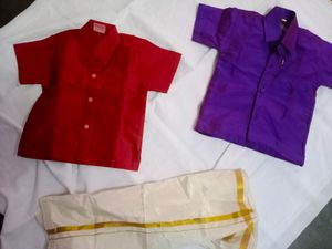 Combo Silk Shirts Free Dhoti