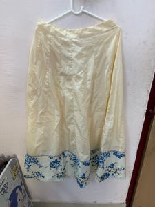Cream Floral Border Ethnic Skirt