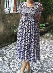 Blue Floral Midi Dress