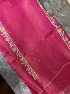 Embroidered Pink suit fabric