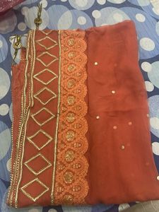 Elegant Orange Embroidered Kurta