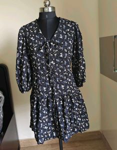 Black floral print dress