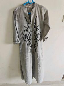 Stylish Grey Kurta with Black Embroidery
