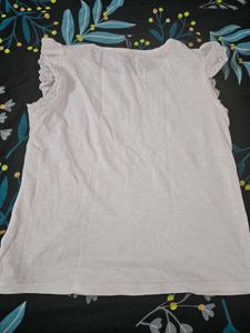 Cute Girls White T-Shirt with frill on sleeves