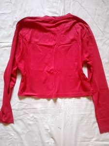 Red Long Sleeve Casual Top