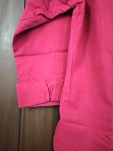 Maroon Cotton Lycra Button-Down Shirt