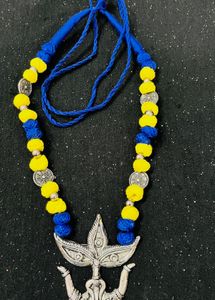 Boho Blue & Yellow Beaded Necklace
