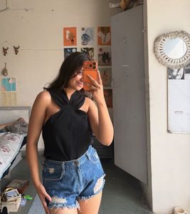 Stylish Black Halter Neck Top