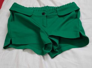 Emerald Green Tailored Paperbag Shorts