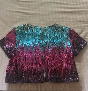 Sparkly Sequin Ombre Crop Top