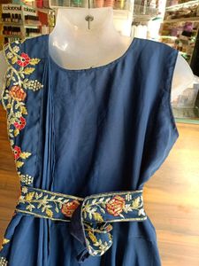 Elegant Embroidered Navy Blue Dress