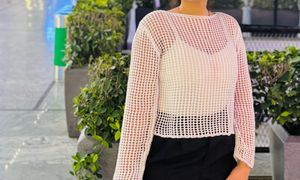 Chic Crocheted Long Sleeve Top