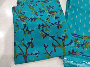 crepe synthetic Dress Material with Leaf Print