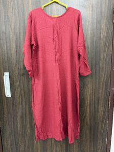Red Embroidered Kurta
