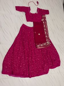 Stunning Magenta Embroidered Lehenga Choli