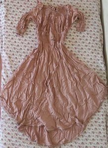 Cottage Core Dusty Rose Smocked  High-Low dress