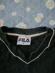 Vintage Fila Dark Green V-Neck T-Shirt