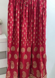 Brand New Red Ethnic Skirt with Gold Print