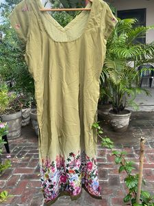 Embroidered Olive Green Kurta