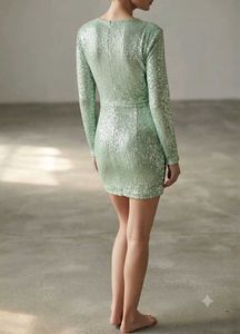 Sparkling Light Green Sequin Dress