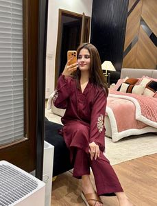 Maroon Embroidered Co-Ord Set
