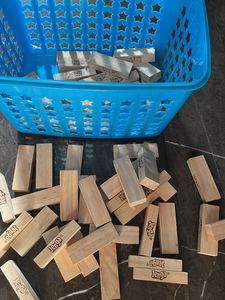 Jenga Game Set with Blue Storage Bin
