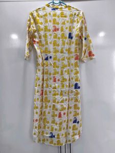 W White Kurti with Yellow Print