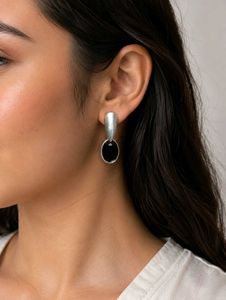 🖤 Elegant Black &amp; Silver Drop Earrings 🖤