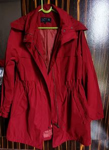 Chic Red Hooded Parka Jacket