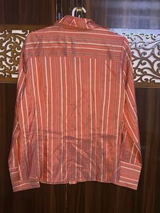 Striped Shiny Effect Button-Up Blouse