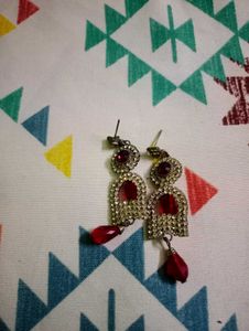 Red Stone Drop Earrings